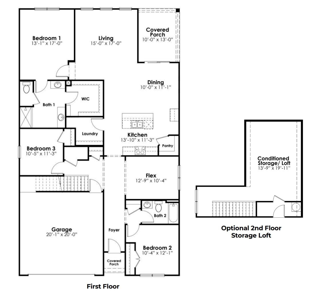 2D floor plan layout of this home in Leatherstone, Blythewood, SC (Image 2).