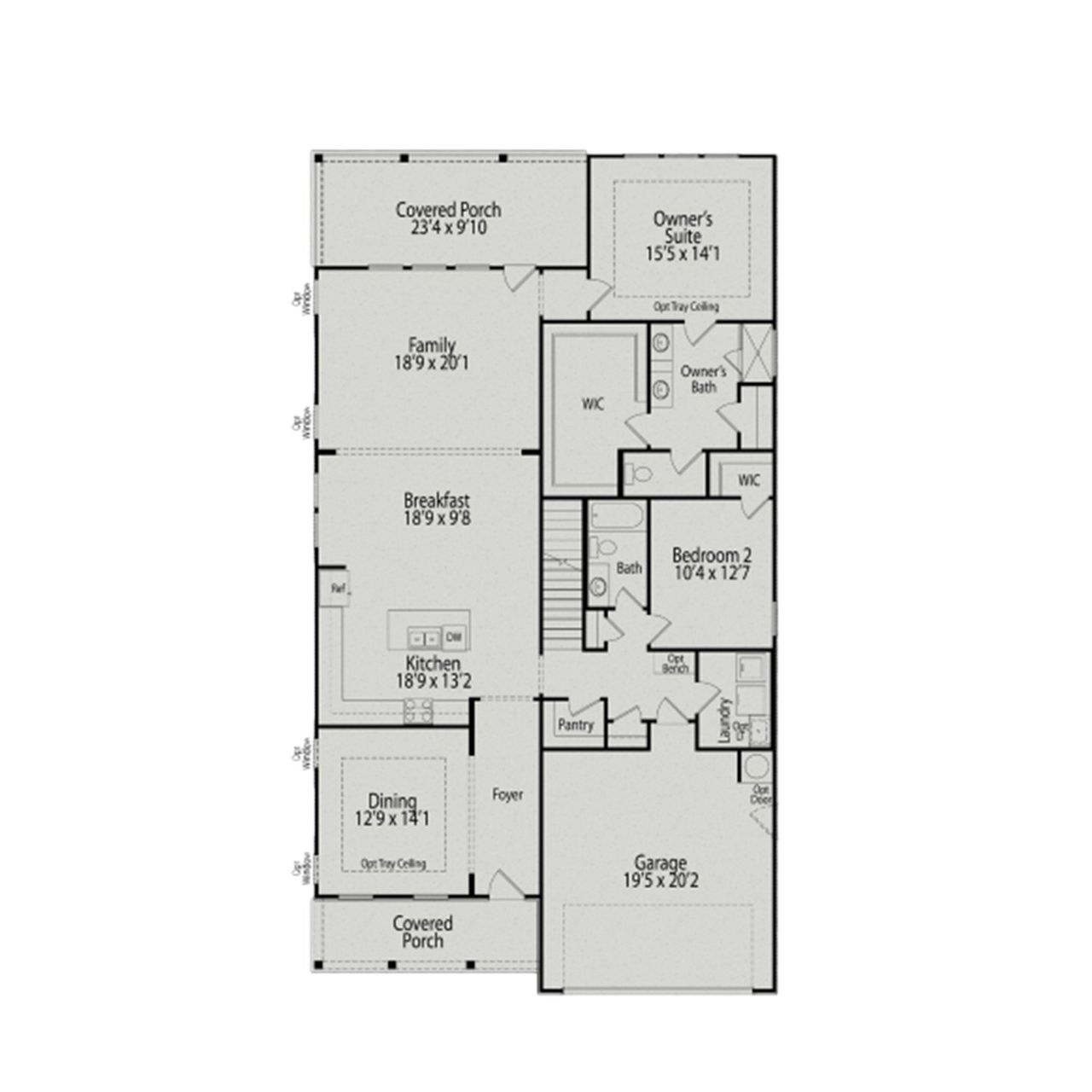 2D floor plan layout for the Birch II A by Davidson Homes LLC in Montrose, Aberdeen, NC (Image 2).