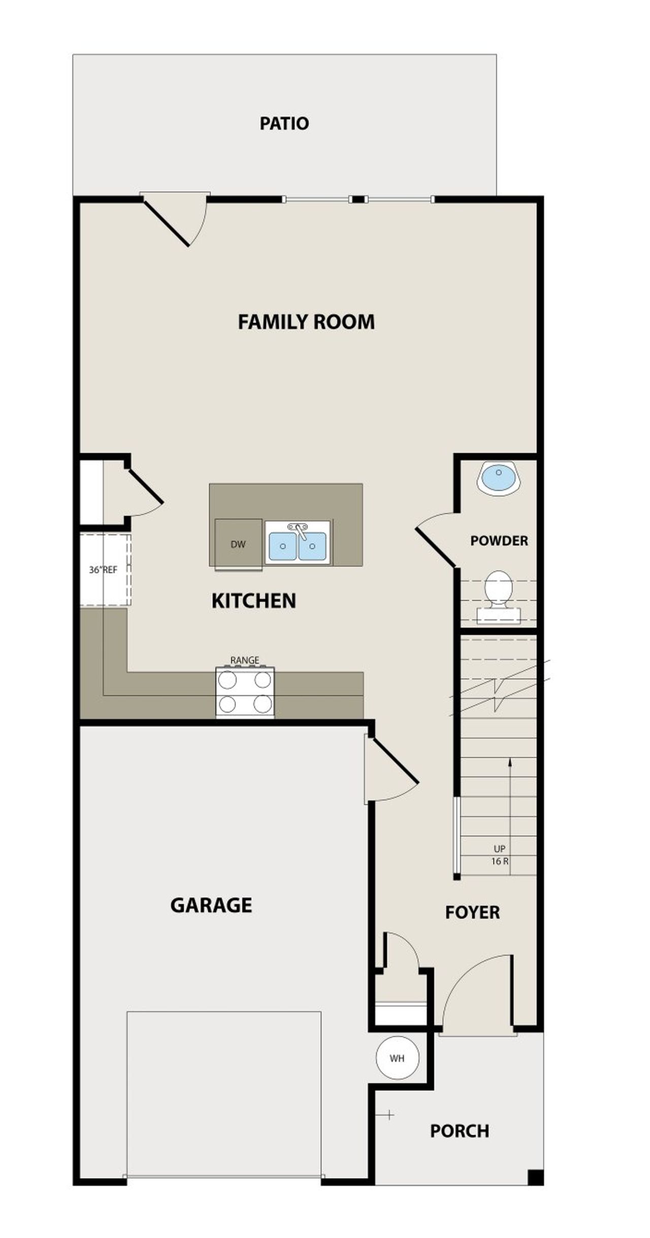 2D floor plan layout for the Nicole by Peachtree Building Group in Chimney Oaks Townhomes, Homer, GA (Image 2).