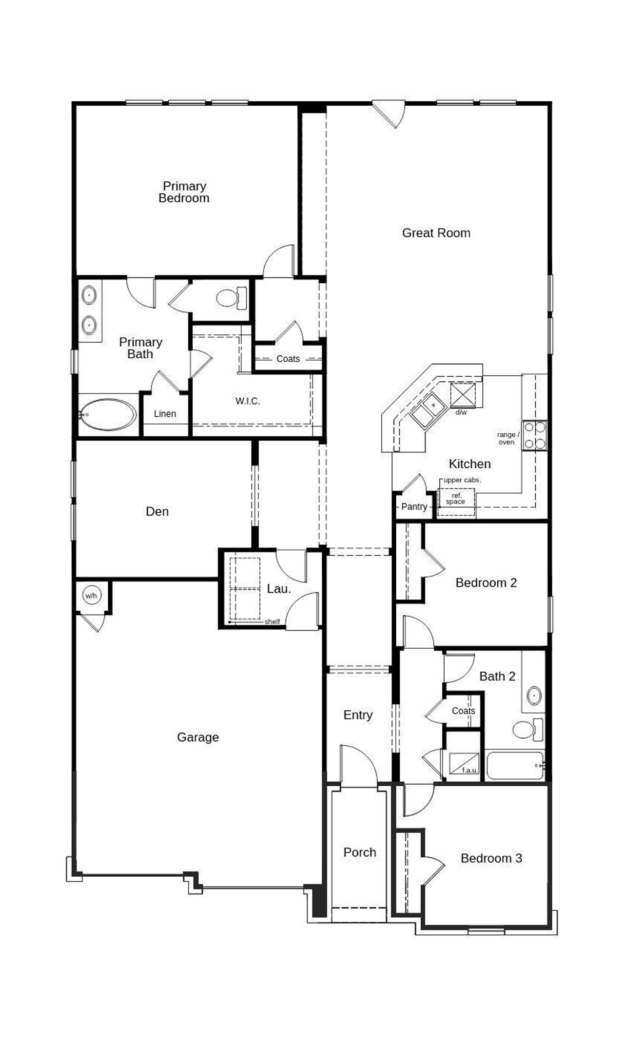 This floor plan features 3 bedrooms, 2 full baths, and over 2,000 square feet of living space