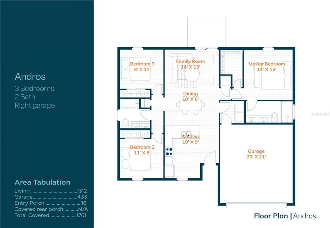 2D floor plan layout of this home in Marion Oaks, Ocala, FL (Image 2).