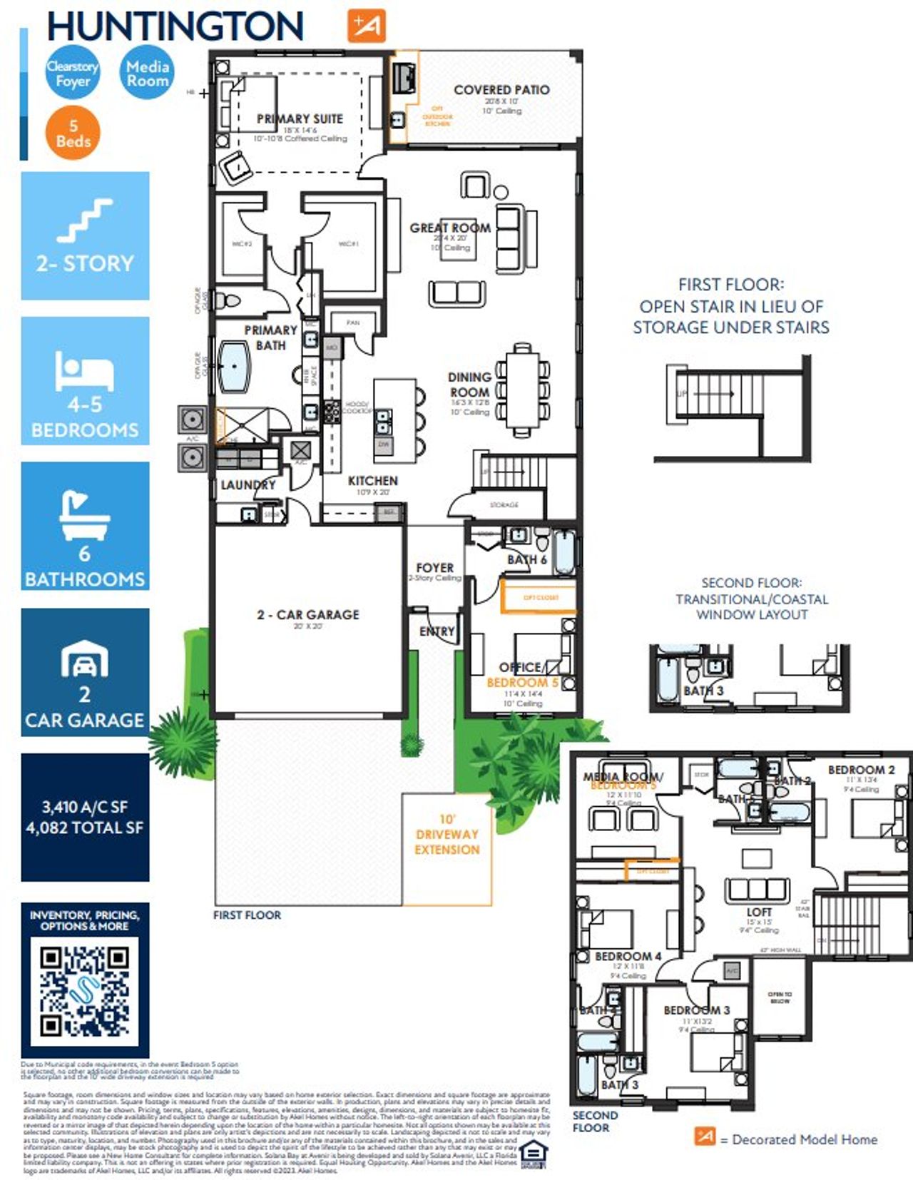 2D floor plan layout of this home in Solana Bay at Avenir, Palm Beach Gardens, FL (Image 2).