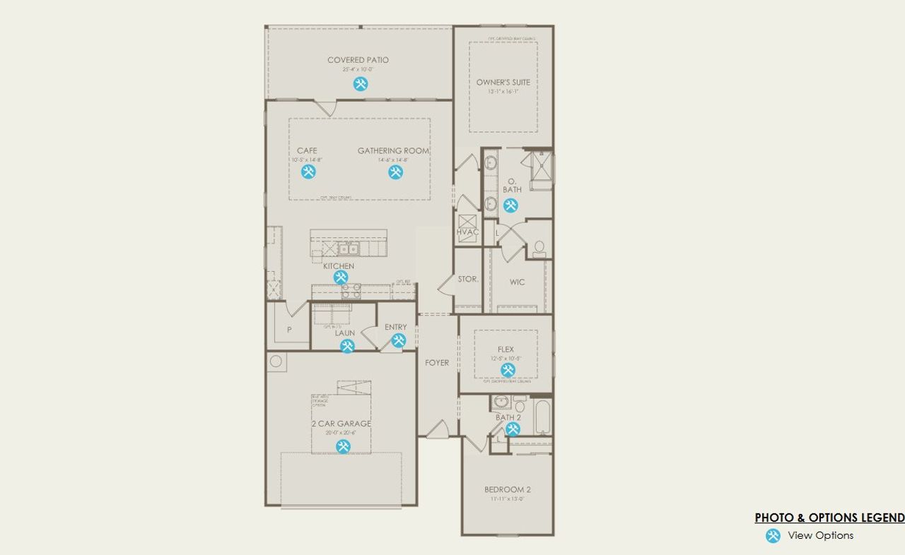 2D floor plan layout of this home in Del Webb Austin at Lost Pines, Bastrop, TX (Image 2).