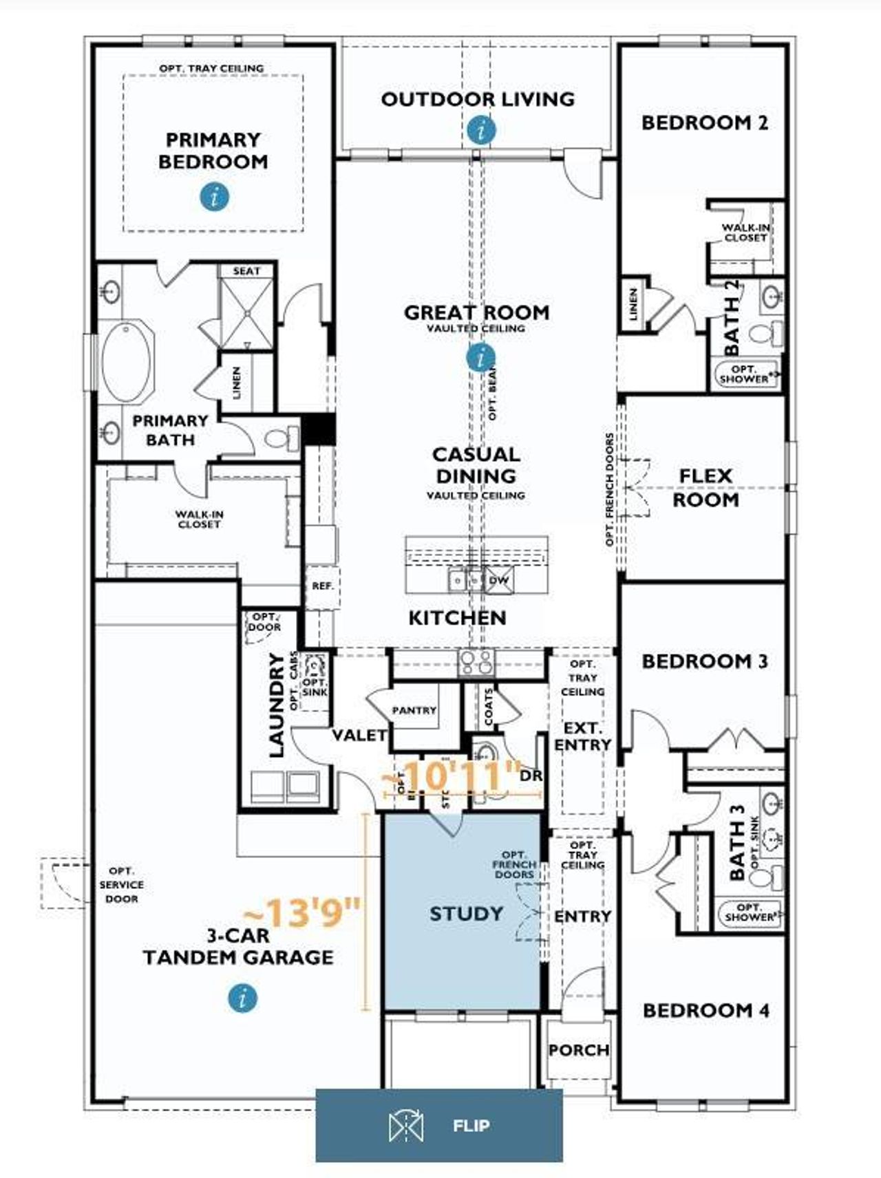 2D floor plan layout of this home in Del Bello Lakes 60', Manvel, TX (Image 2). 2D floor plan layout of this home in Del Bello Lakes 60', Manvel, TX (Image 2).