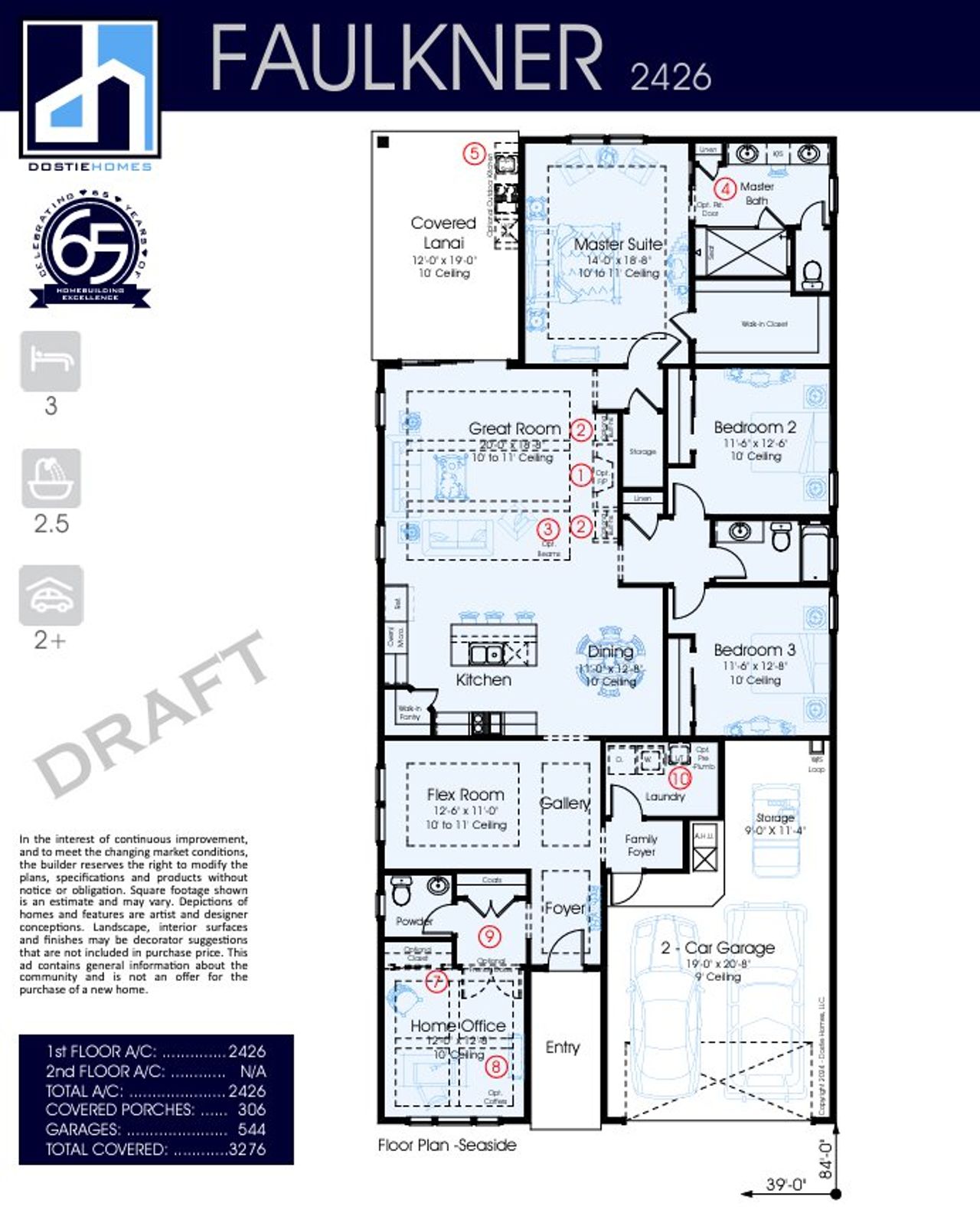 2D floor plan layout for the Faulkner 2426 by Dostie Homes in Reflections and Seabrook at Nocatee, Ponte Vedra Beach, FL (Image 2). 2D floor plan layout for the Faulkner 2426 by Dostie Homes in Reflections and Seabrook at Nocatee, Ponte Vedra Beach, FL (Image 2).