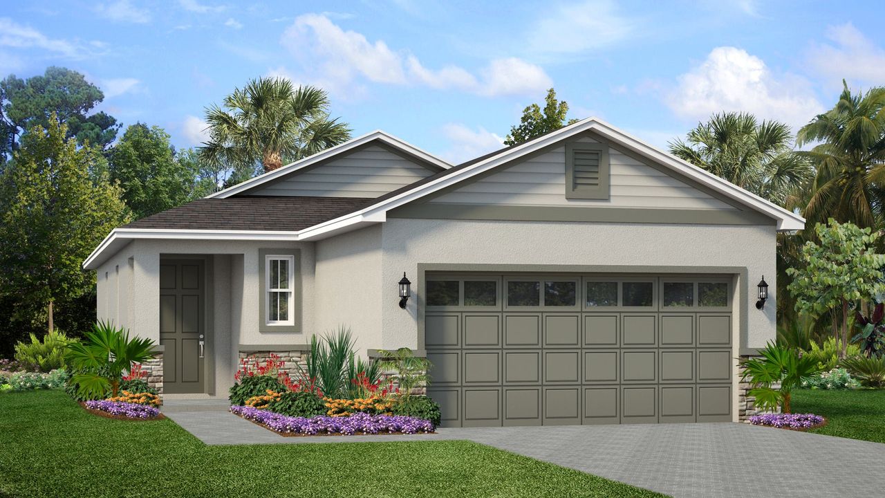 Representative exterior photo of a completed home built from the Amaze by Park Square Residential in Liberty Station, Orange City, FL (Image 2). Representative exterior photo of a completed home built from the Amaze by Park Square Residential in Liberty Station, Orange City, FL (Image 2).
