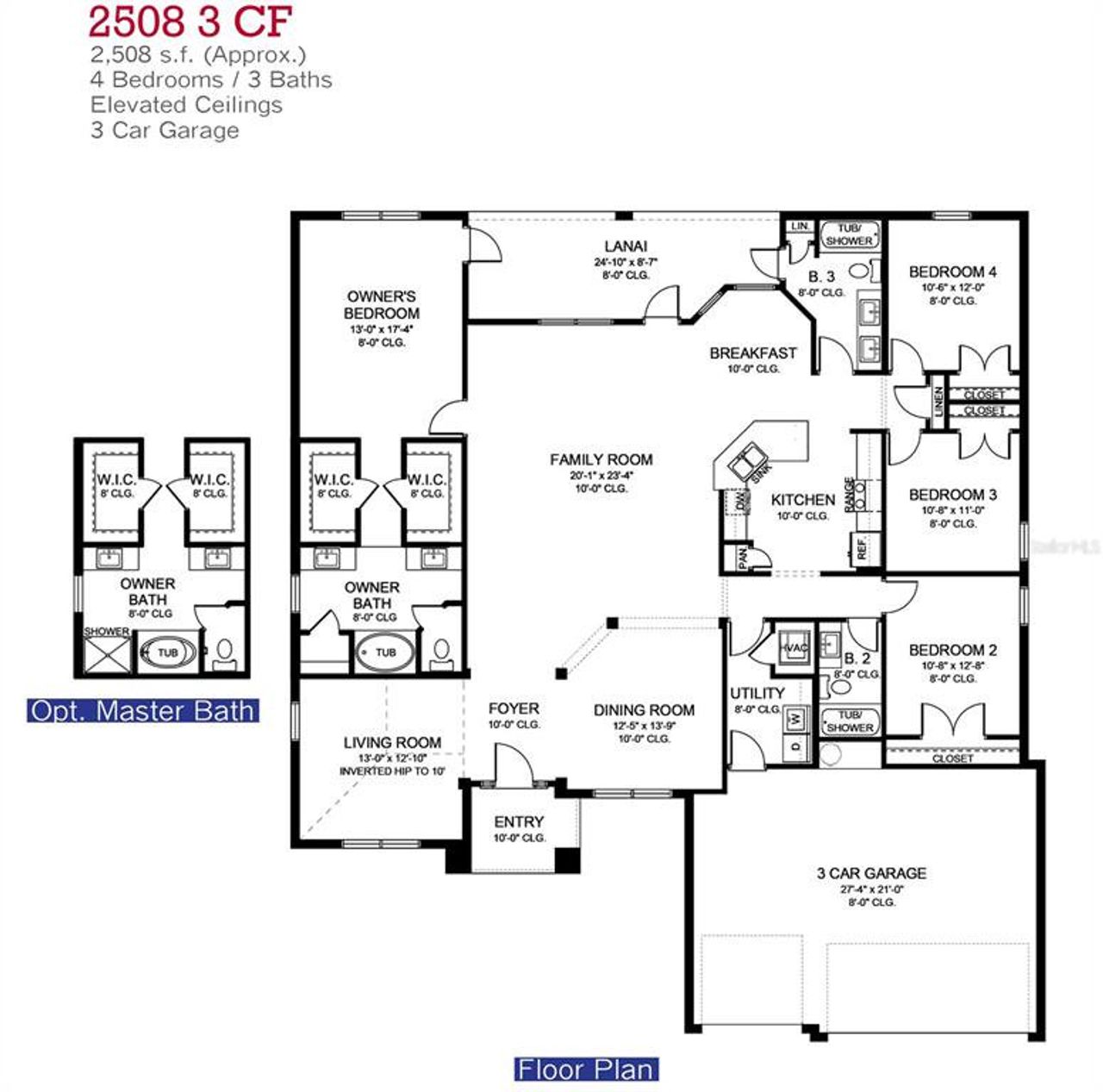 2D floor plan layout of this home in Royal Highlands, Brooksville, FL (Image 2).