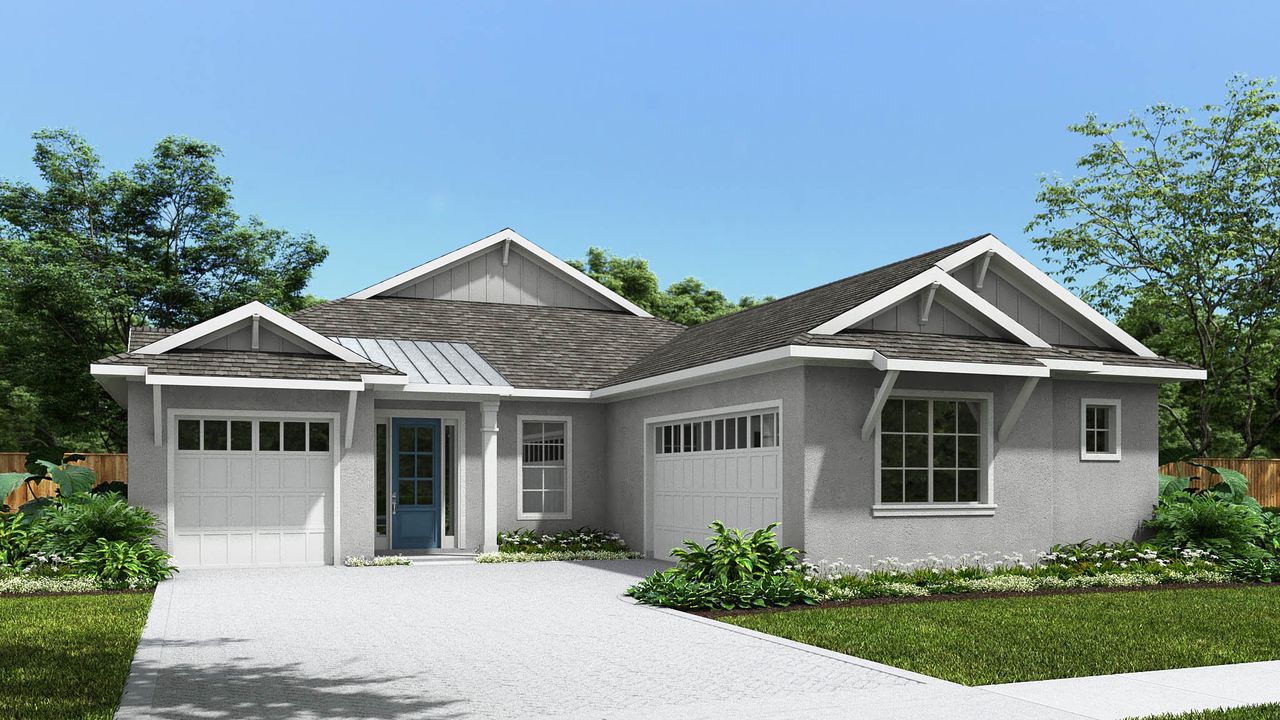Representative exterior photo of a completed home built from the 2683F by Perry Homes in Reserve at Berry Bay, Wimauma, FL (Image 2). Representative exterior photo of a completed home built from the 2683F by Perry Homes in Reserve at Berry Bay, Wimauma, FL (Image 2).