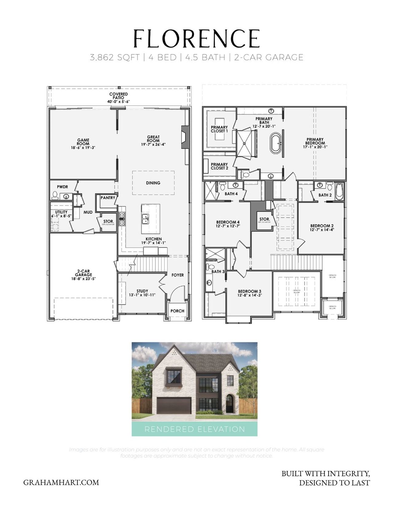 2D floor plan layout for the Florence by Graham Hart Home Builder in Dove Station Luxury Series, Grapevine, TX (Image 2). 2D floor plan layout for the Florence by Graham Hart Home Builder in Dove Station Luxury Series, Grapevine, TX (Image 2).