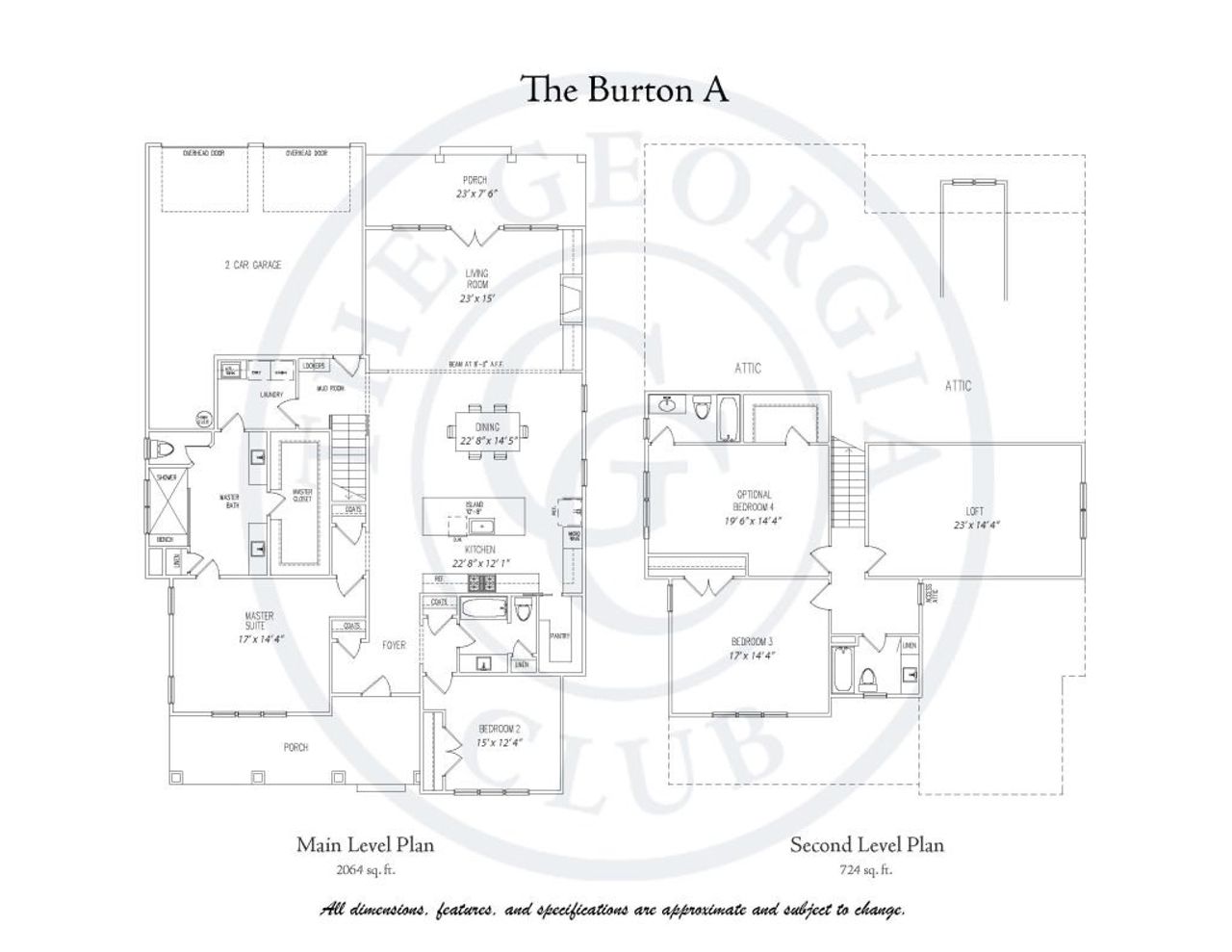 2D floor plan layout for the The Burton A by DFW Ventures, LLC in The Georgia Club, Statham, GA (Image 2).