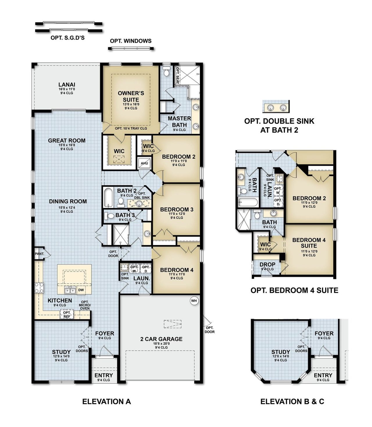 2D floor plan layout for the Hampton II by Park Square Residential in Tamarack at Two Rivers, Zephyrhills, FL (Image 2).