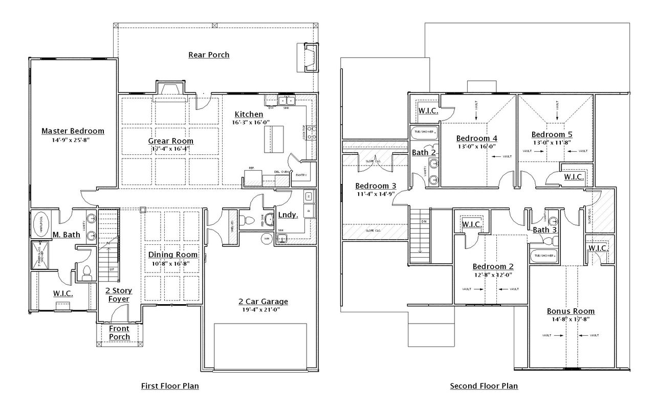 2D floor plan layout for the Pawley by Designer Homes of Georgia in Austin Heights, North Augusta, SC (Image 2).
