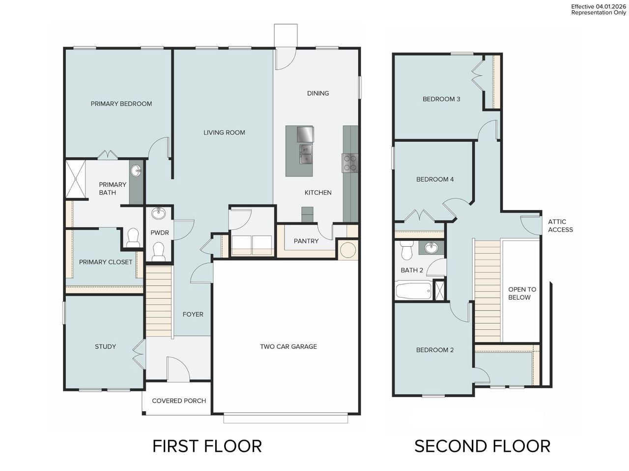 2D floor plan layout of this home in Grand Magnolia, Magnolia, TX (Image 2). 2D floor plan layout of this home in Grand Magnolia, Magnolia, TX (Image 2).