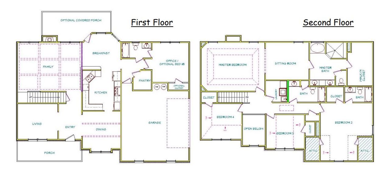 2D floor plan layout for the Bennett by Capshaw in Greystone, Forsyth, GA (Image 2).