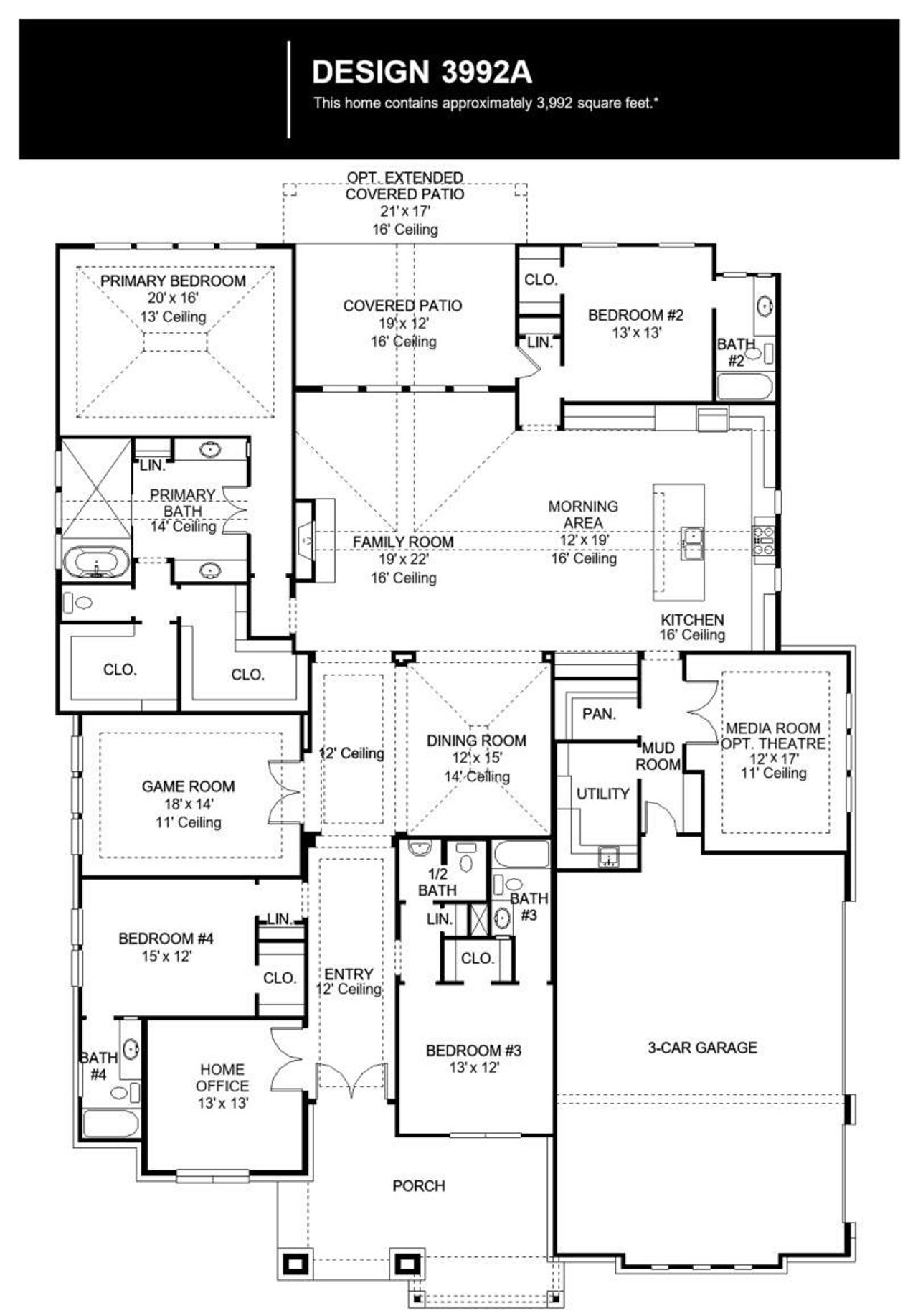 2D floor plan layout of this home in Creek of Driftwood, Driftwood, TX (Image 2).