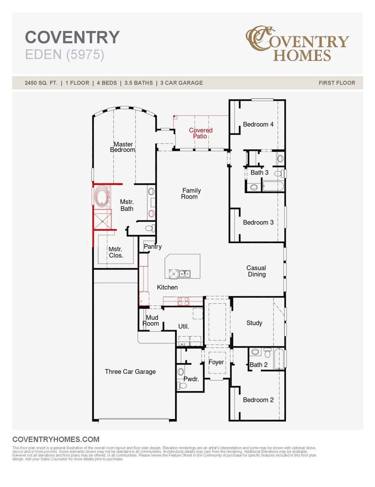 2D floor plan layout of this home in Escondido 60', Magnolia, TX (Image 2).