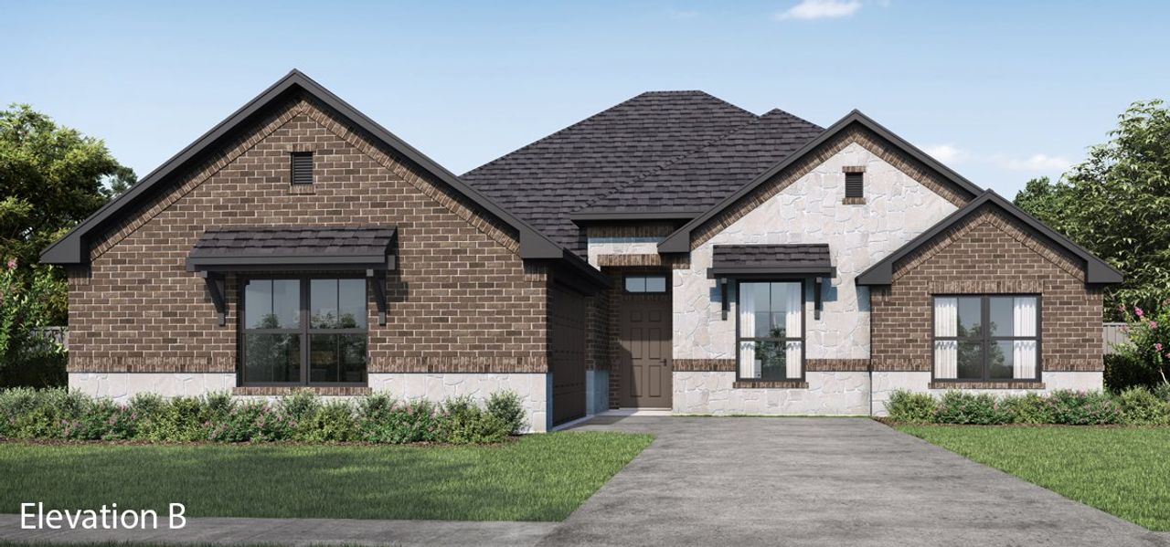 Representative exterior photo of a completed home built from the Logan by Altura Homes in Summerwood, Red Oak, TX (Image 2). Representative exterior photo of a completed home built from the Logan by Altura Homes in Summerwood, Red Oak, TX (Image 2).