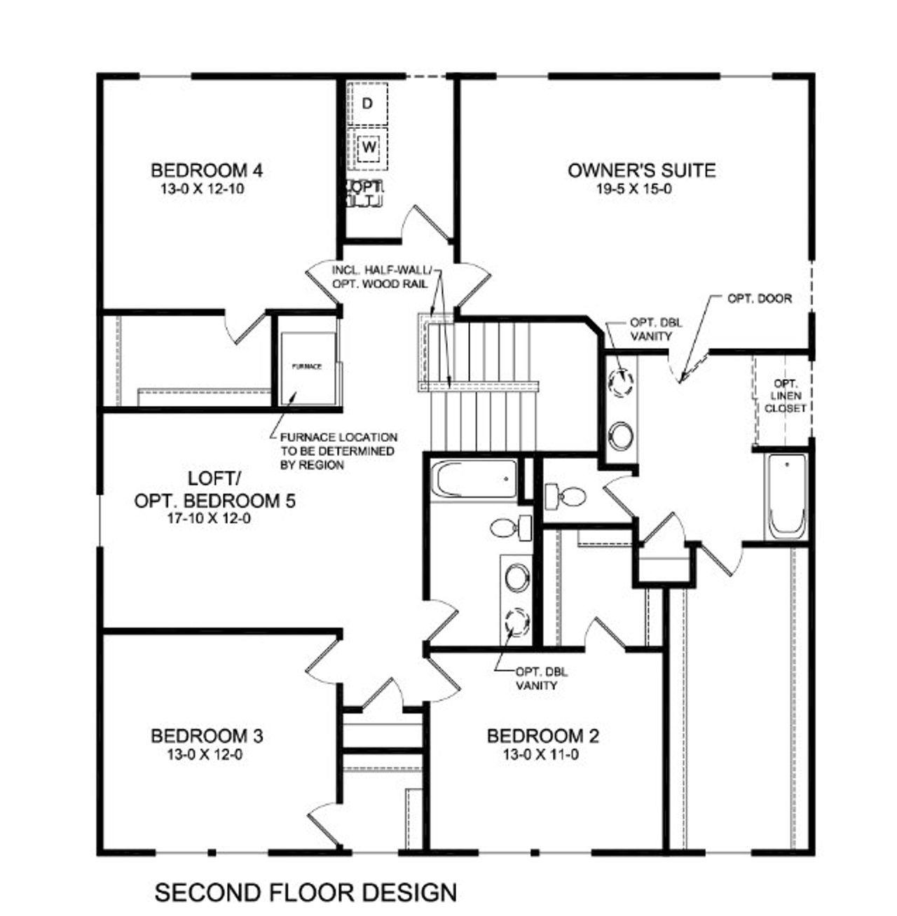 2D floor plan layout for the Breckenridge by Fischer Homes in Sage Woods, Dallas, GA (Image 2).