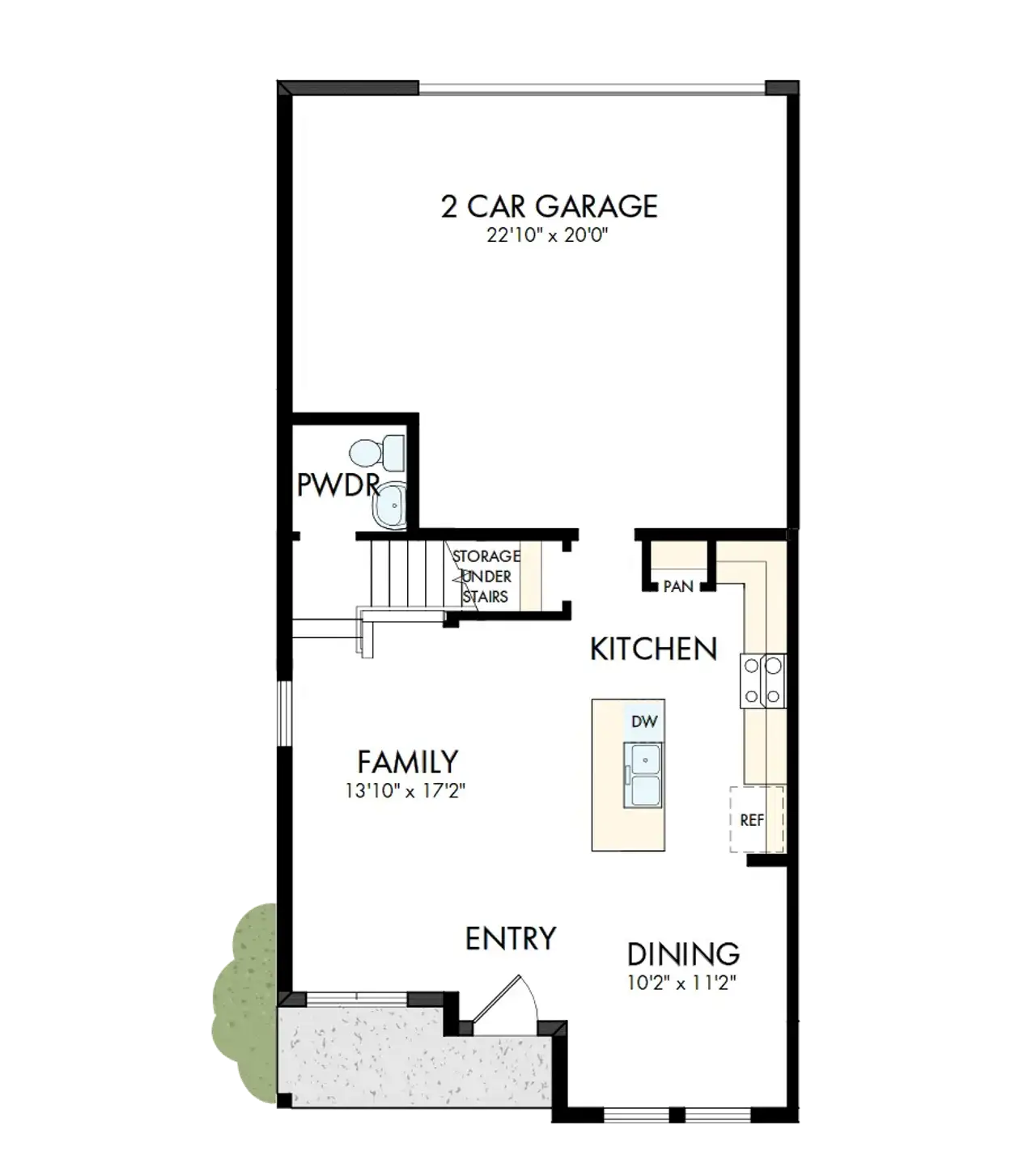 2D floor plan layout of this home in Persimmon Place - Townhomes, Wesley Chapel, FL (Image 2).