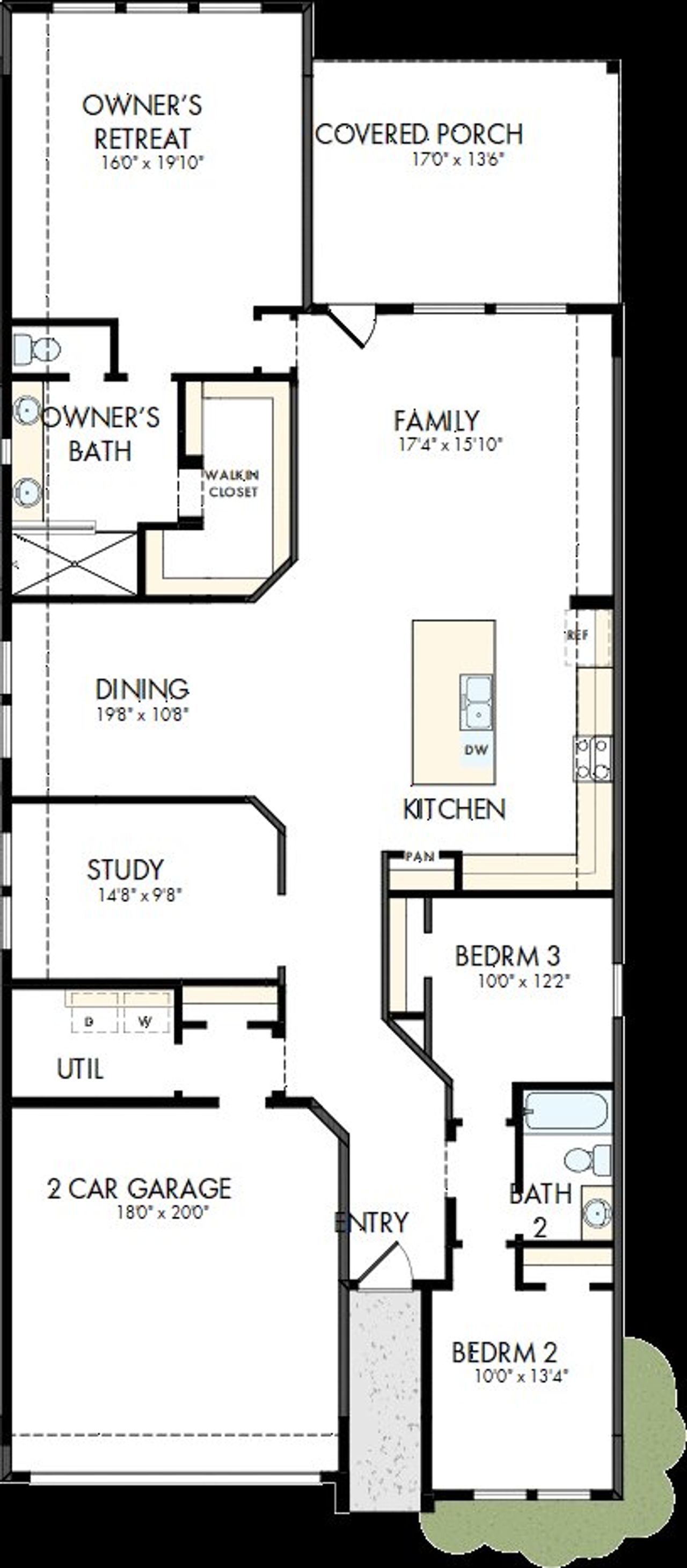 2D floor plan layout of this home in Escondido - Terrace Collection, Magnolia, TX (Image 2).