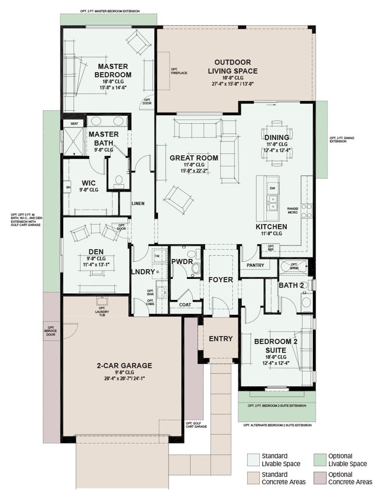 2D floor plan layout for the Alora by Robson Resort Communities in PebbleCreek, Goodyear, AZ (Image 2).