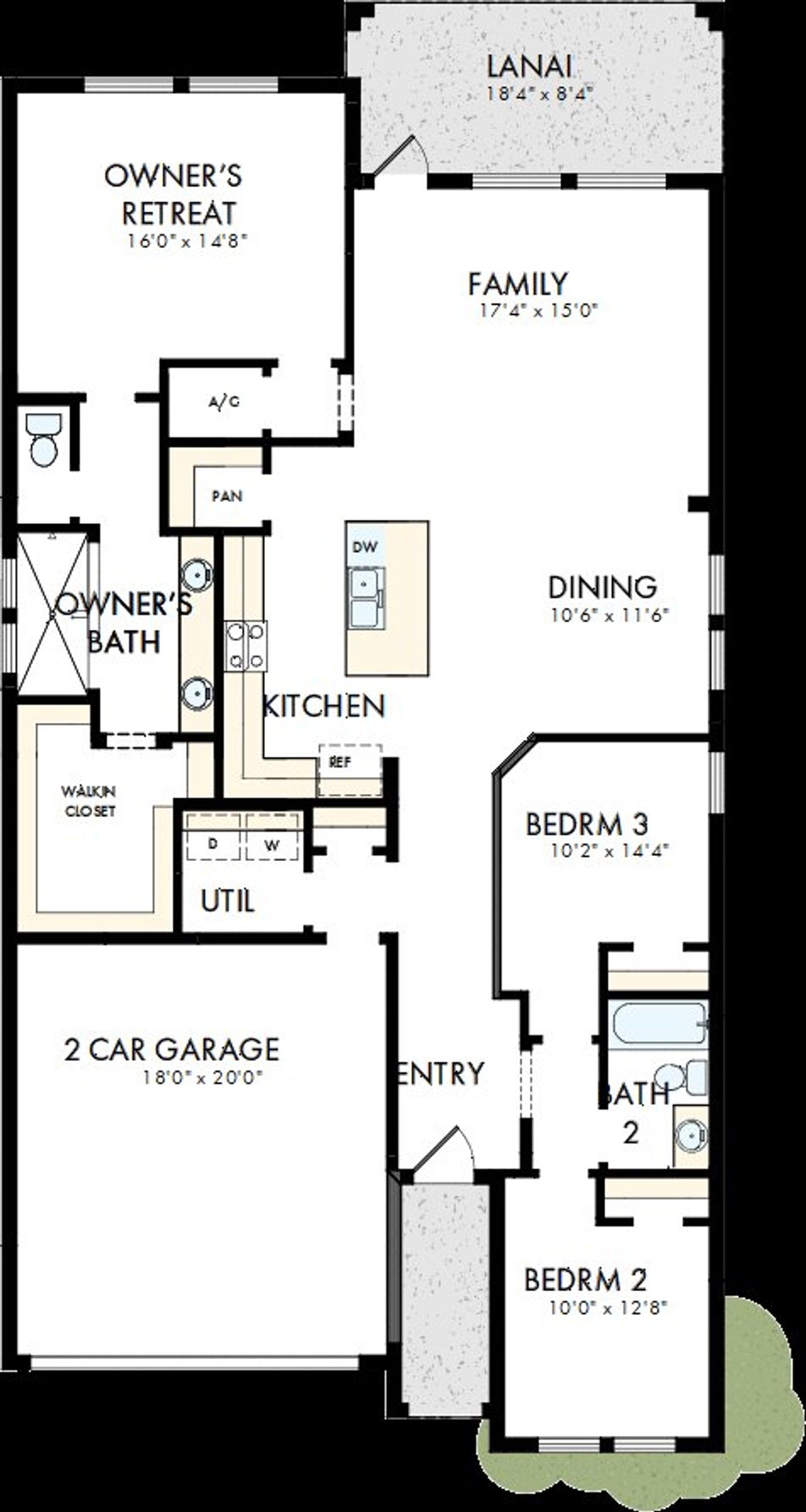 2D floor plan layout of this home in Waterset Tradition Series, Apollo Beach, FL (Image 2).