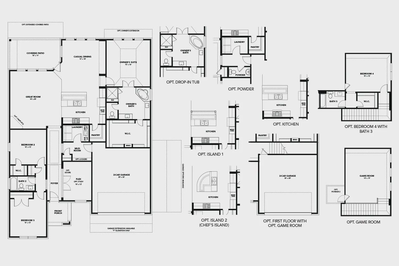 2D floor plan layout of this home in Rio Vista at Kelly Ranch, Aledo, TX (Image 2).