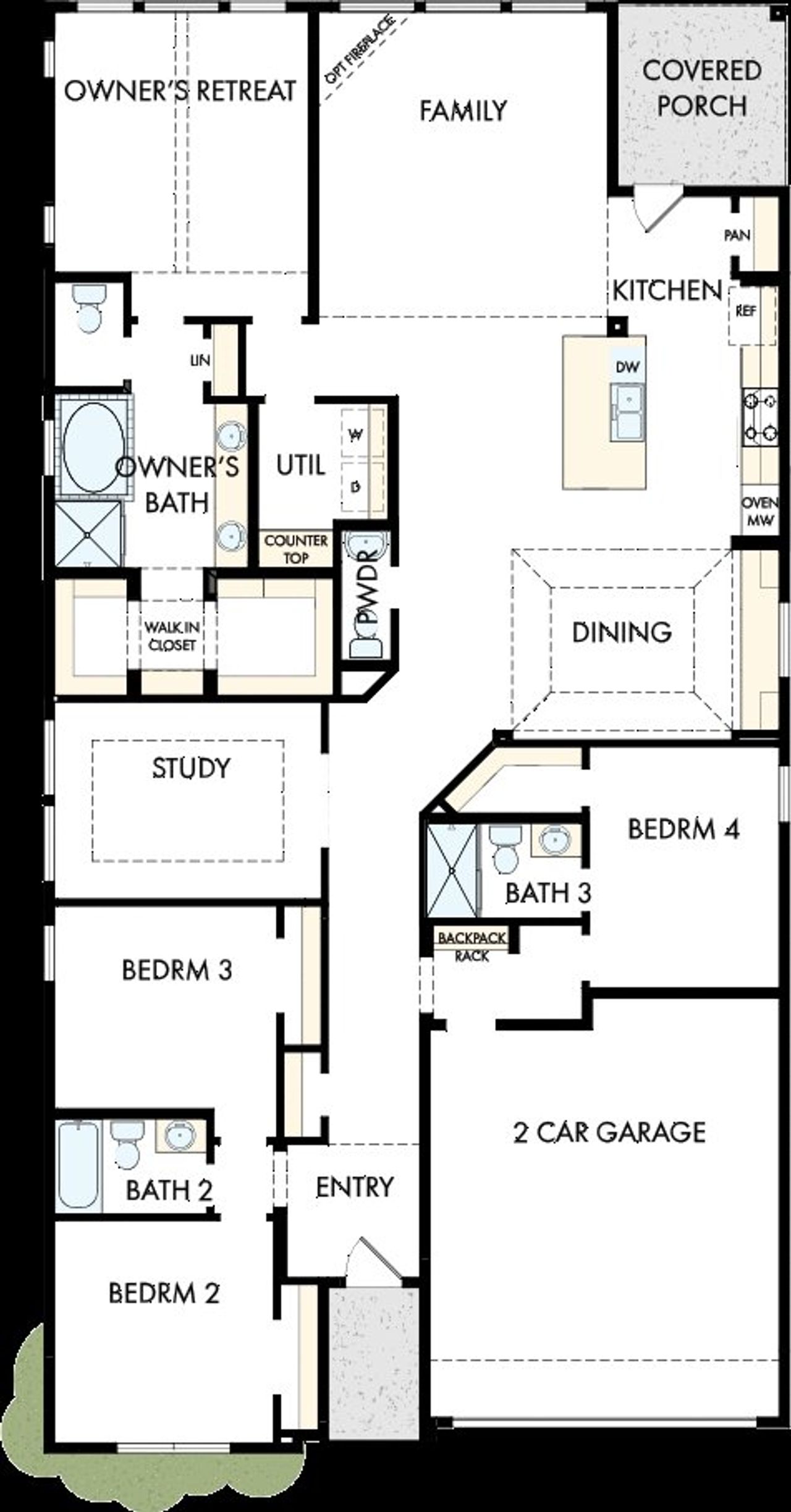 2D floor plan layout of this home in The Parks at Wilson Creek, Celina, TX (Image 2).