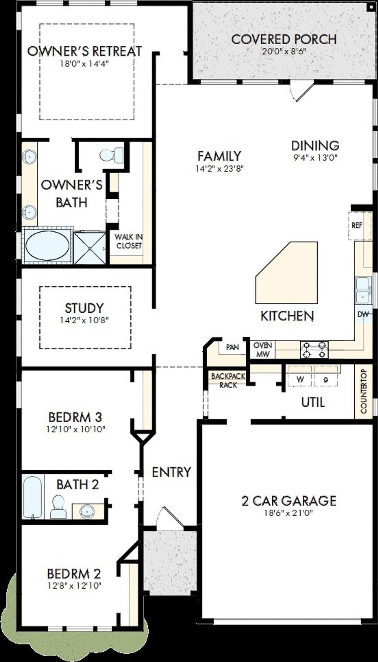 2D floor plan layout of this home in Ridgeline, McKinney, TX (Image 2).