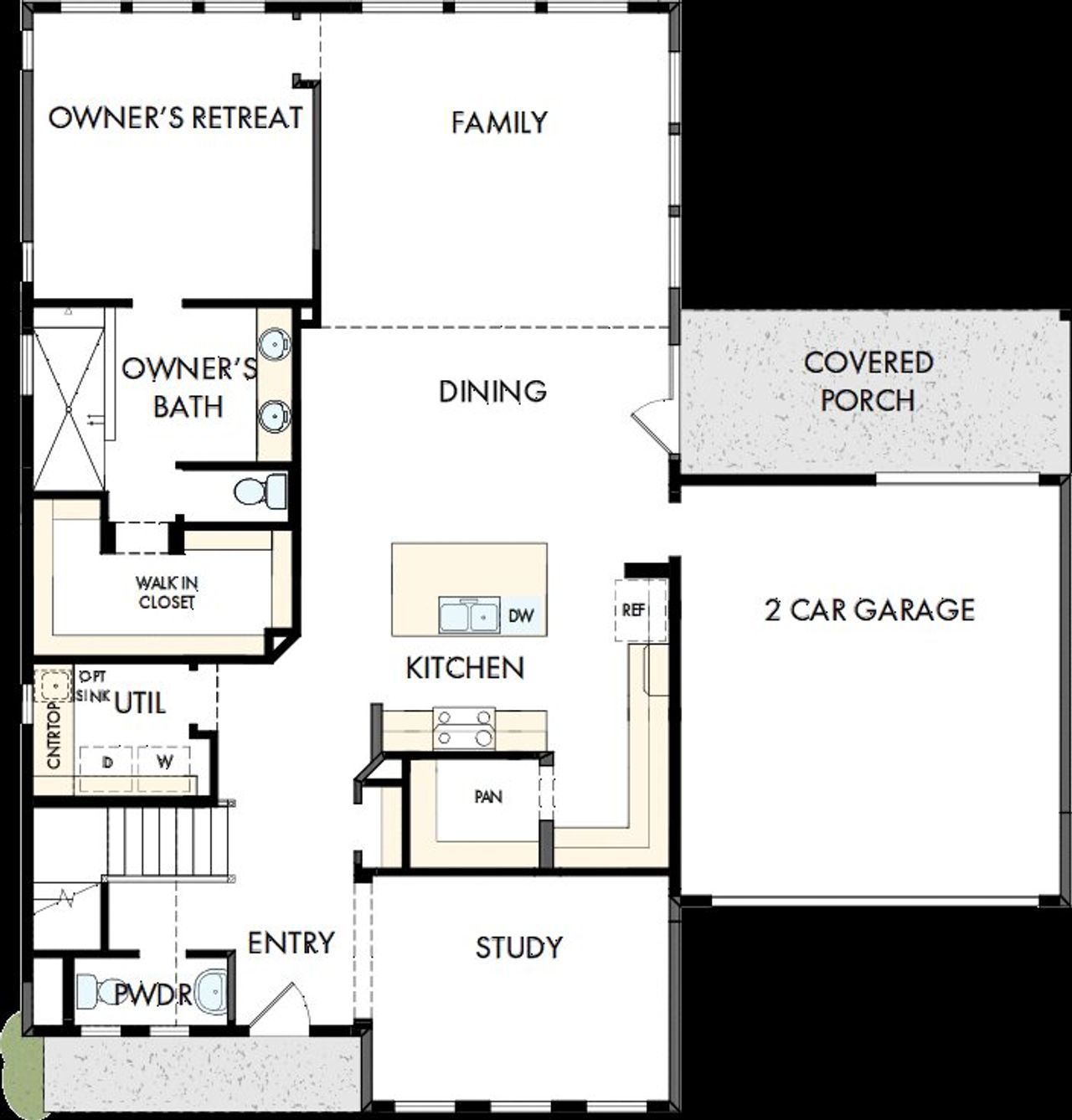 2D floor plan layout of this home in Easthaven at Bridgeland Central - Horizon Collection, Cypress, TX (Image 2).