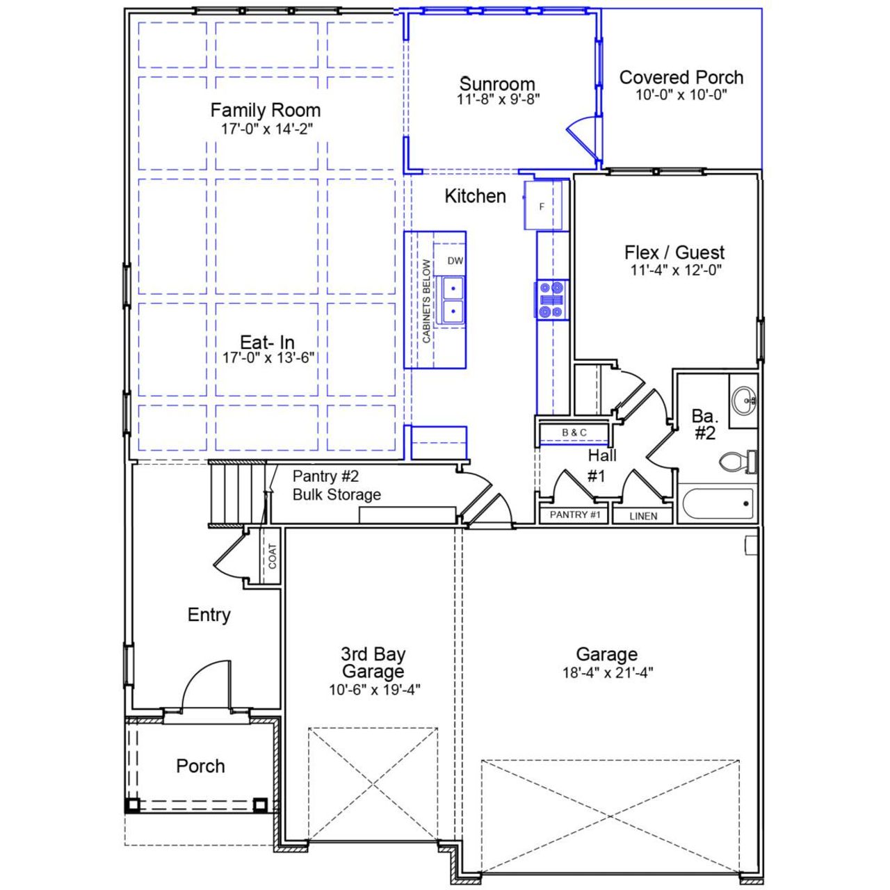 2D floor plan layout of this home in Cottages at Lake Emory, Inman, SC (Image 2).