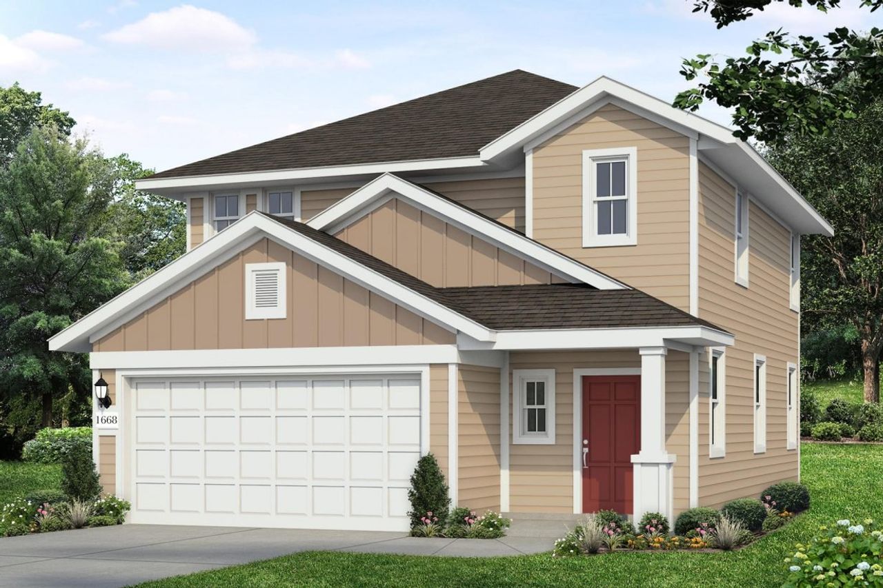 Representative exterior photo of a completed home built from the Hymeadow 1668 by Brohn Homes in Hymeadow, Maxwell, TX (Image 2). Representative exterior photo of a completed home built from the Hymeadow 1668 by Brohn Homes in Hymeadow, Maxwell, TX (Image 2).