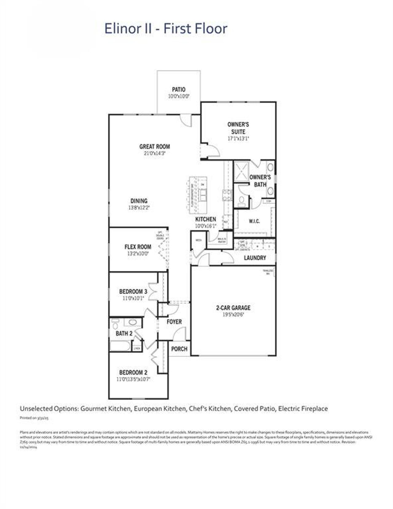 2D floor plan layout of this home in Sutton Fields, Celina, TX (Image 2).