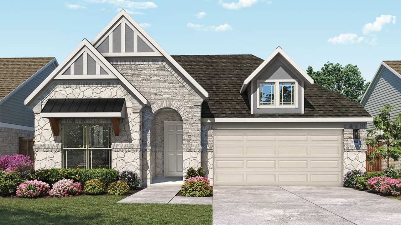 Front exterior of a new home in Westside Preserve Premier, Midlothian, TX, highlighting curb appeal (Image 2).
