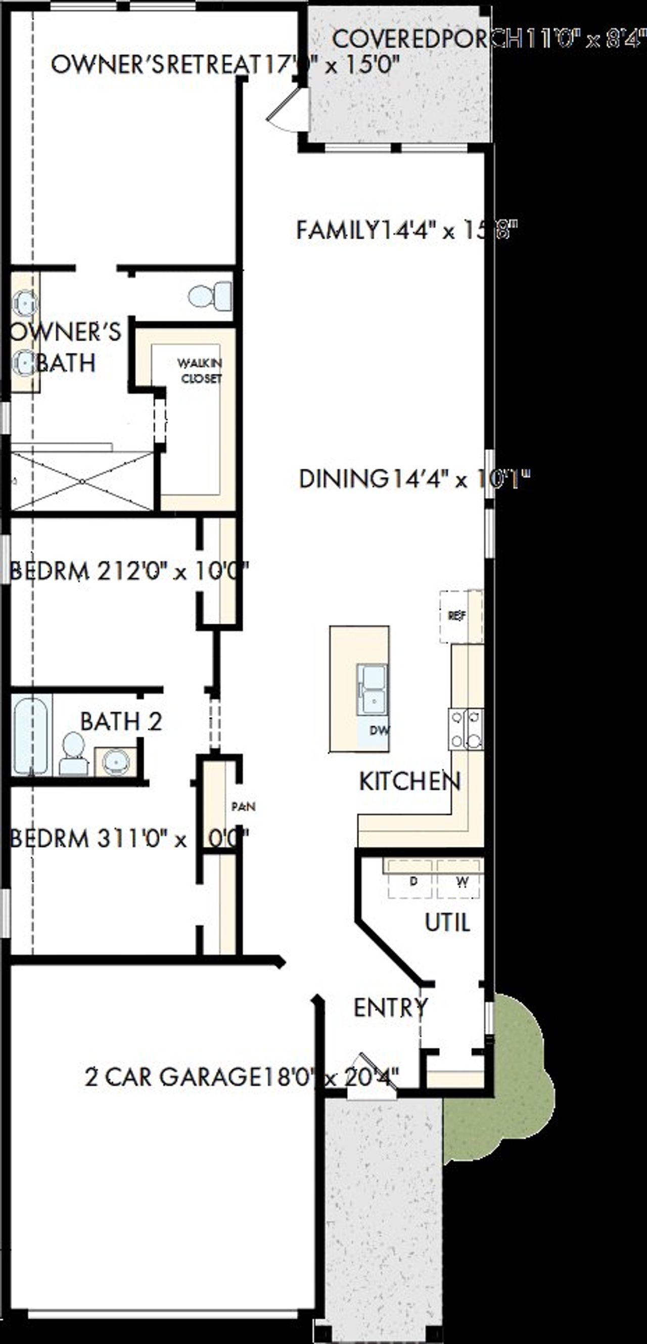 2D floor plan layout of this home in Mayfair - Select Garden Series, New Braunfels, TX (Image 2).