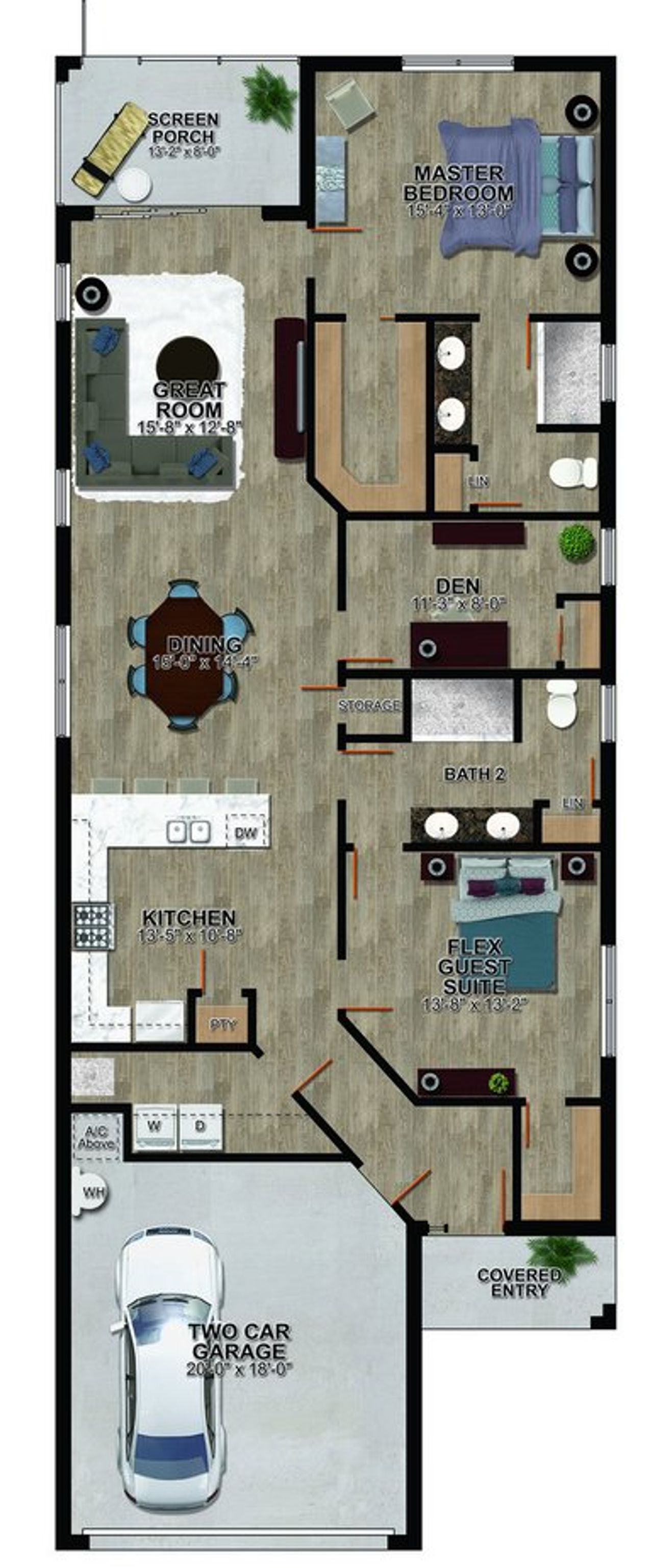 2D floor plan layout for the Kedarnath by Pangea Realty Group in Anand Nilay, Tampa, FL (Image 2).