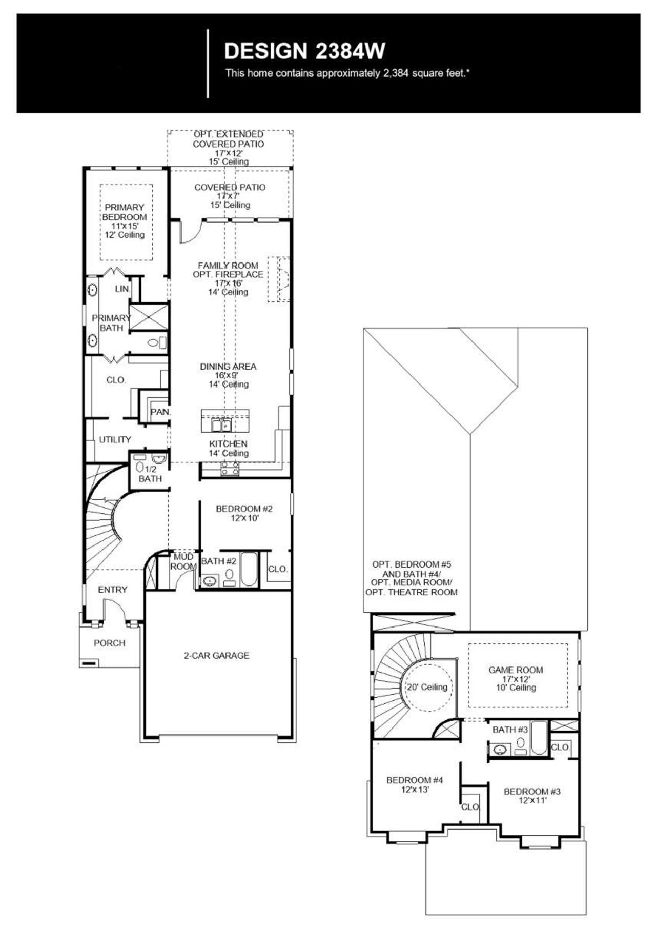 2D floor plan layout of this home in Santa Rita Ranch - Tierra Rosa, Liberty Hill, TX (Image 2).