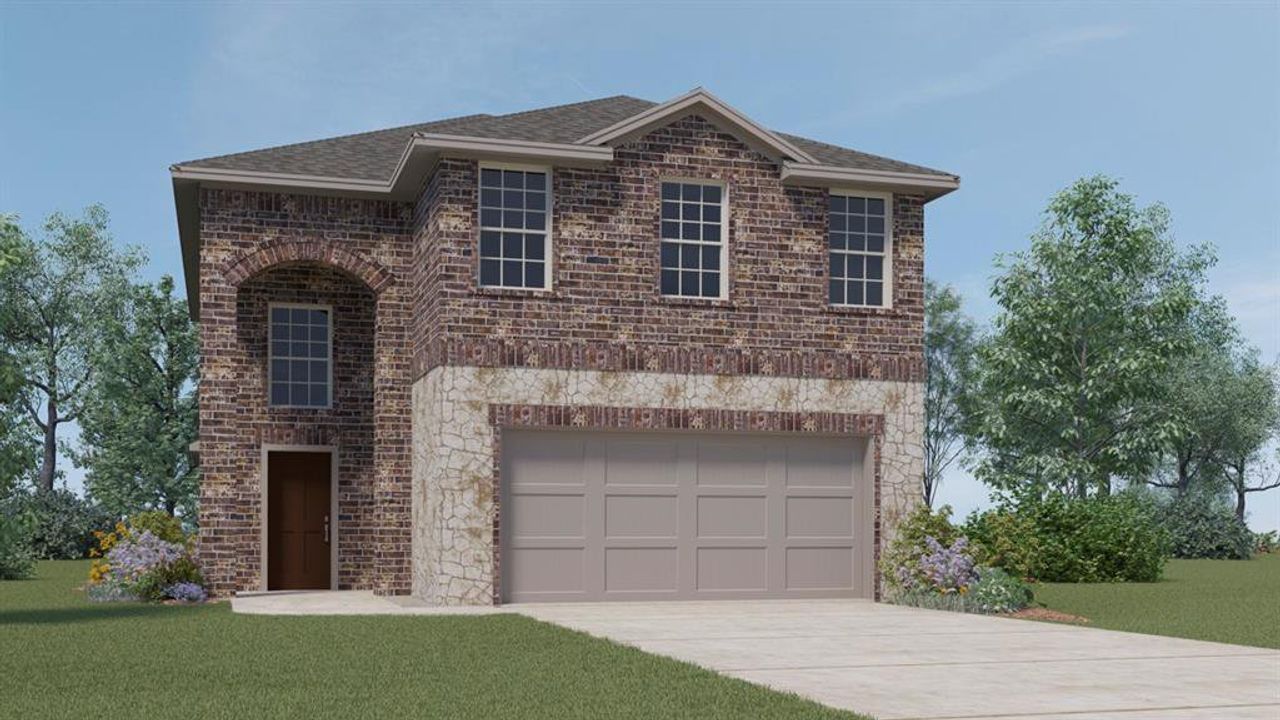 Front exterior of a new home in Wildcat Ranch, Crandall, TX, highlighting curb appeal (Image 2).