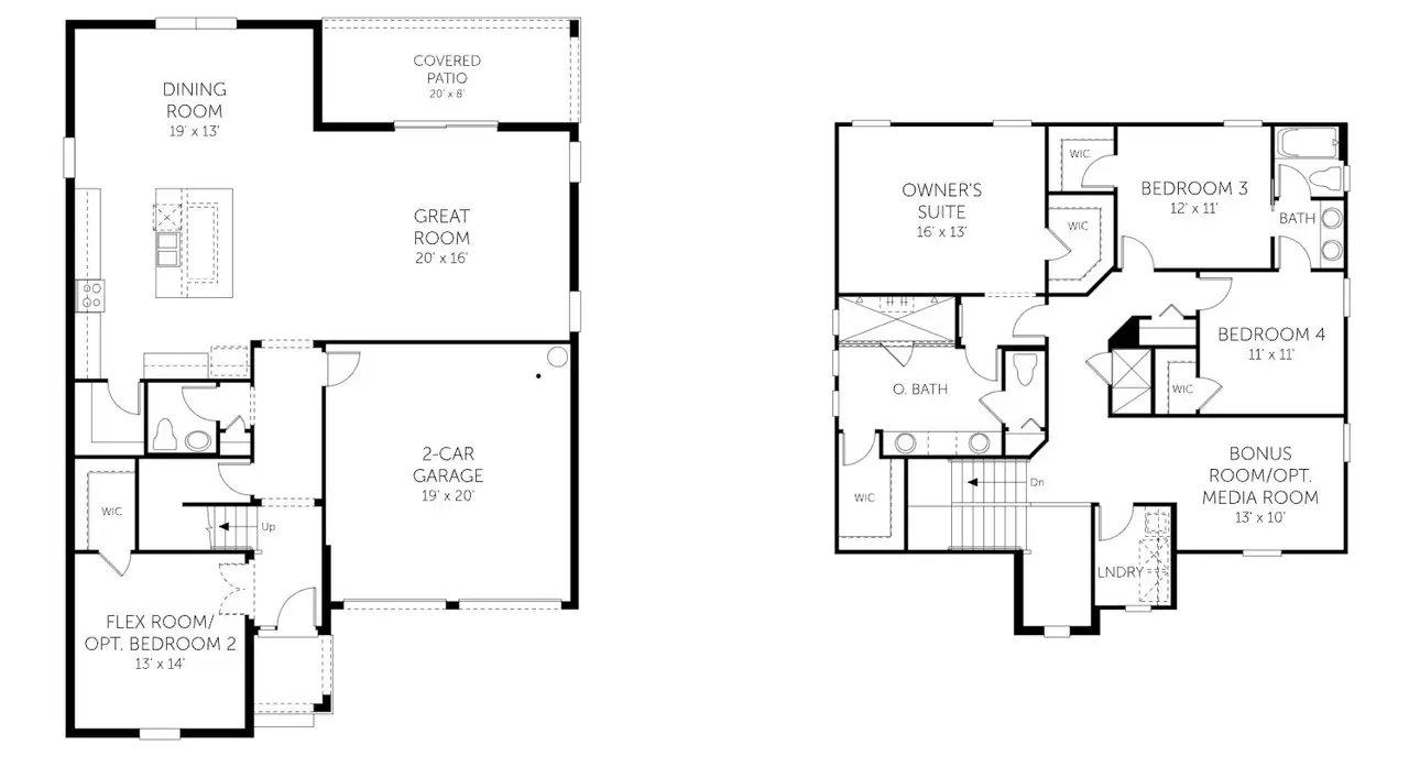 2D floor plan layout of this home in Hills of Minneola, Minneola, FL (Image 2).
