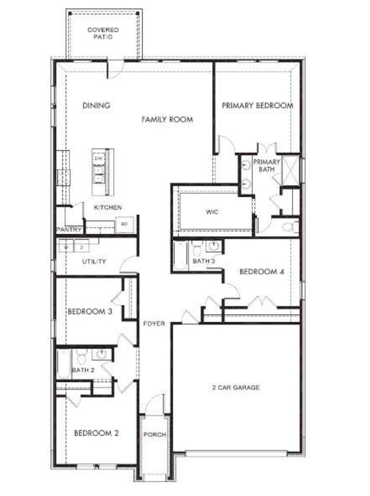 2D floor plan layout of this home in Stonehaven, Seagoville, TX (Image 2).