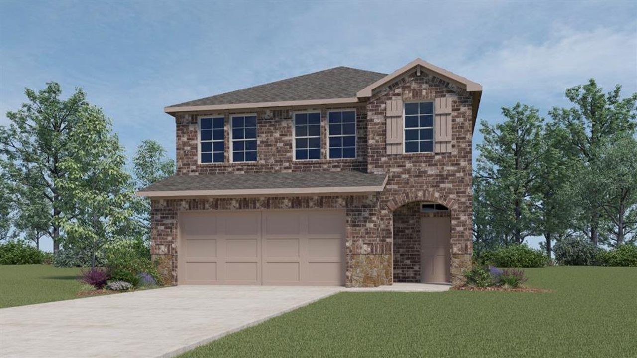 Front exterior of a new home in Wildcat Ranch, Crandall, TX, highlighting curb appeal (Image 2).