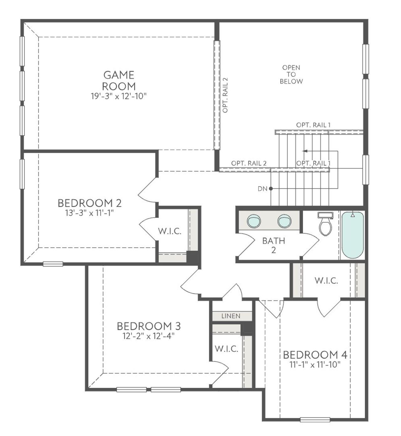 2D floor plan layout for the Juniper by Tri Pointe Homes in Treeline, Justin, TX (Image 2).
