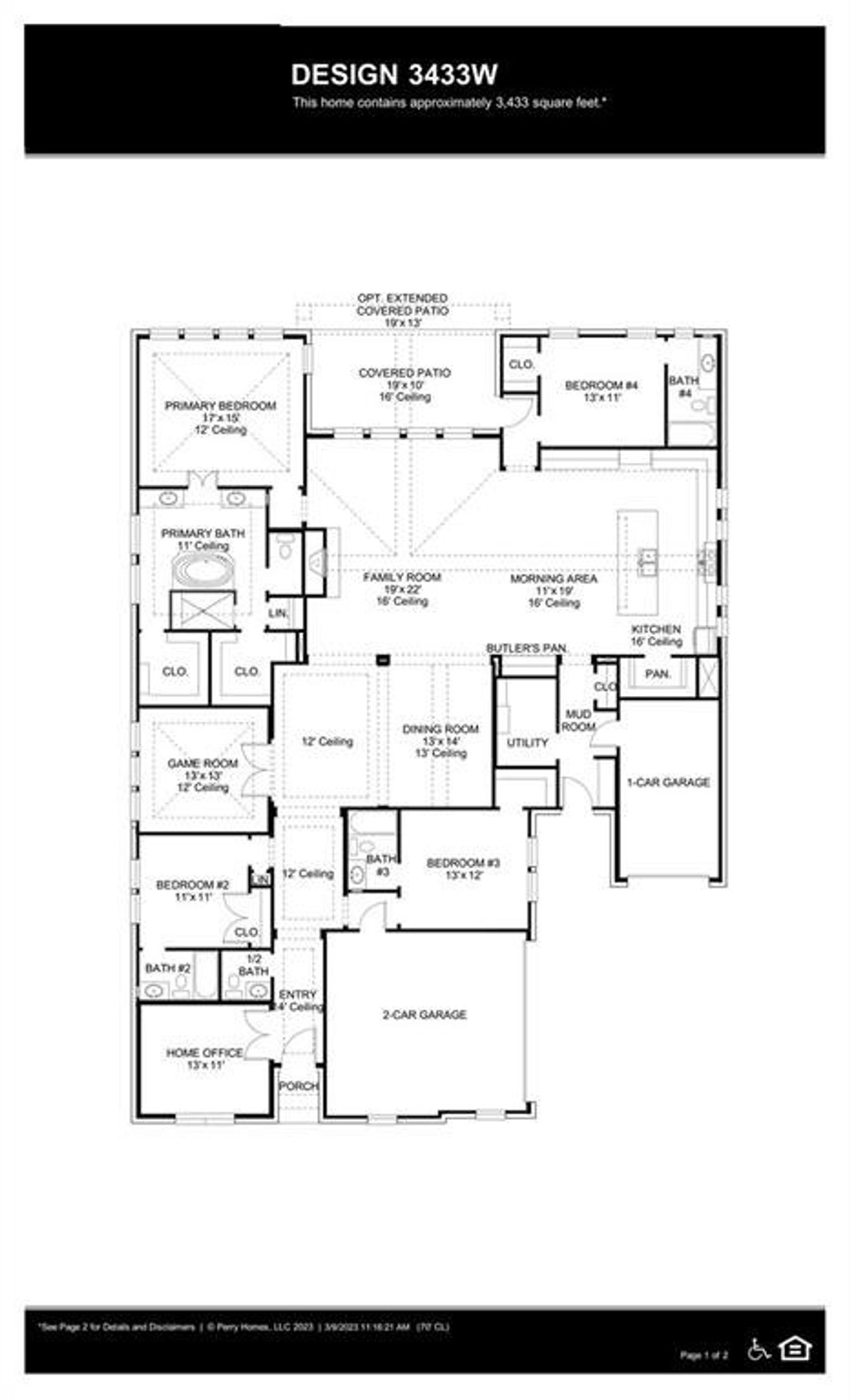 2D floor plan layout of this home in Lakewood Village 70'/90', Lakewood Village, TX (Image 2). 2D floor plan layout of this home in Lakewood Village 70'/90', Lakewood Village, TX (Image 2).