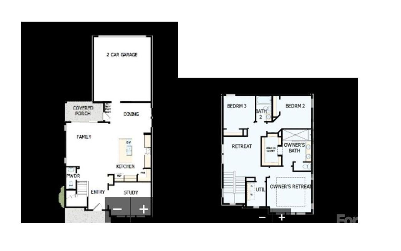 2D floor plan layout of this home in The River District - Pioneer Collection, Charlotte, NC (Image 2). 2D floor plan layout of this home in The River District - Pioneer Collection, Charlotte, NC (Image 2).