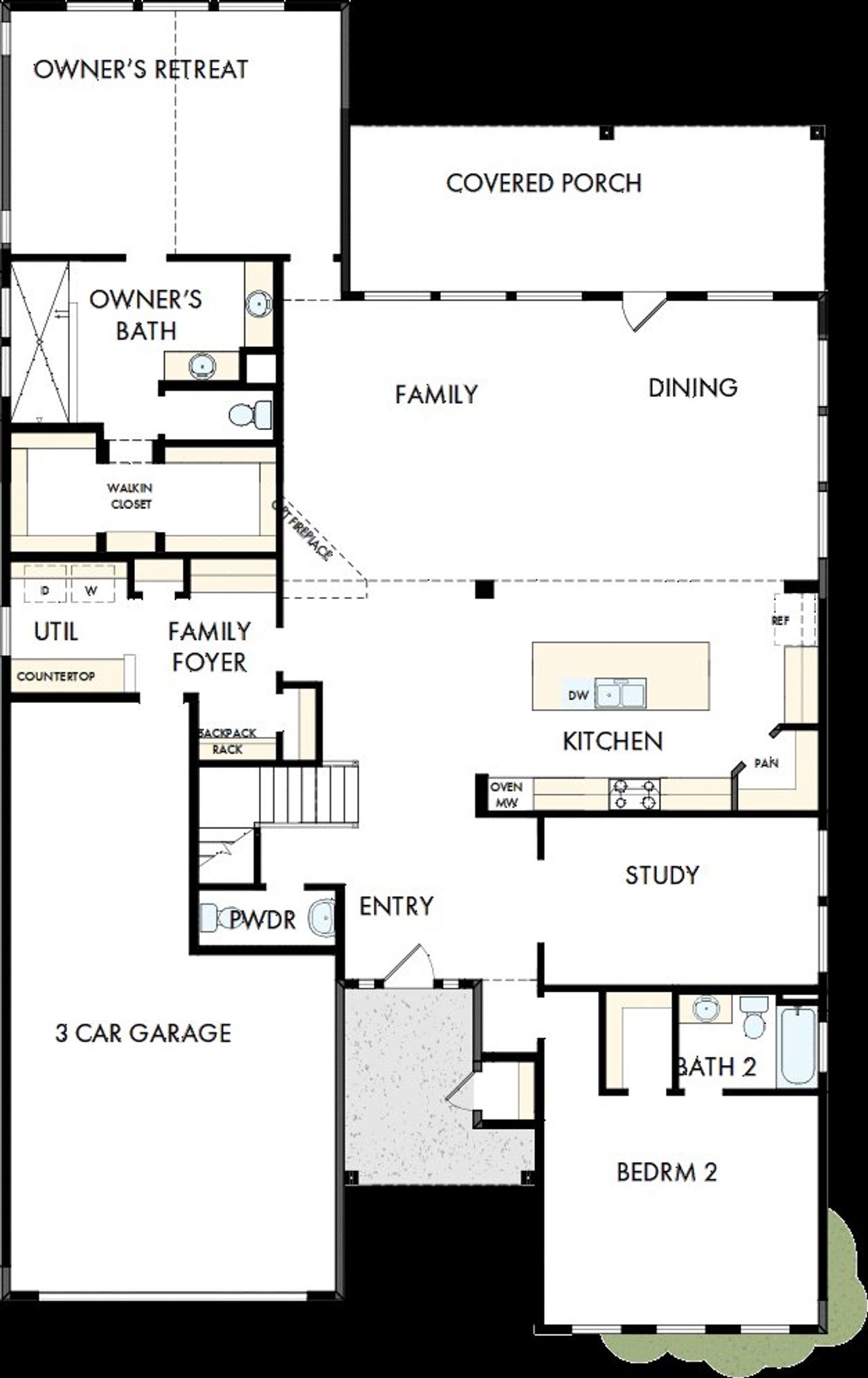 2D floor plan layout of this home in Pecan Square – Classics, Northlake, TX (Image 2). 2D floor plan layout of this home in Pecan Square – Classics, Northlake, TX (Image 2).