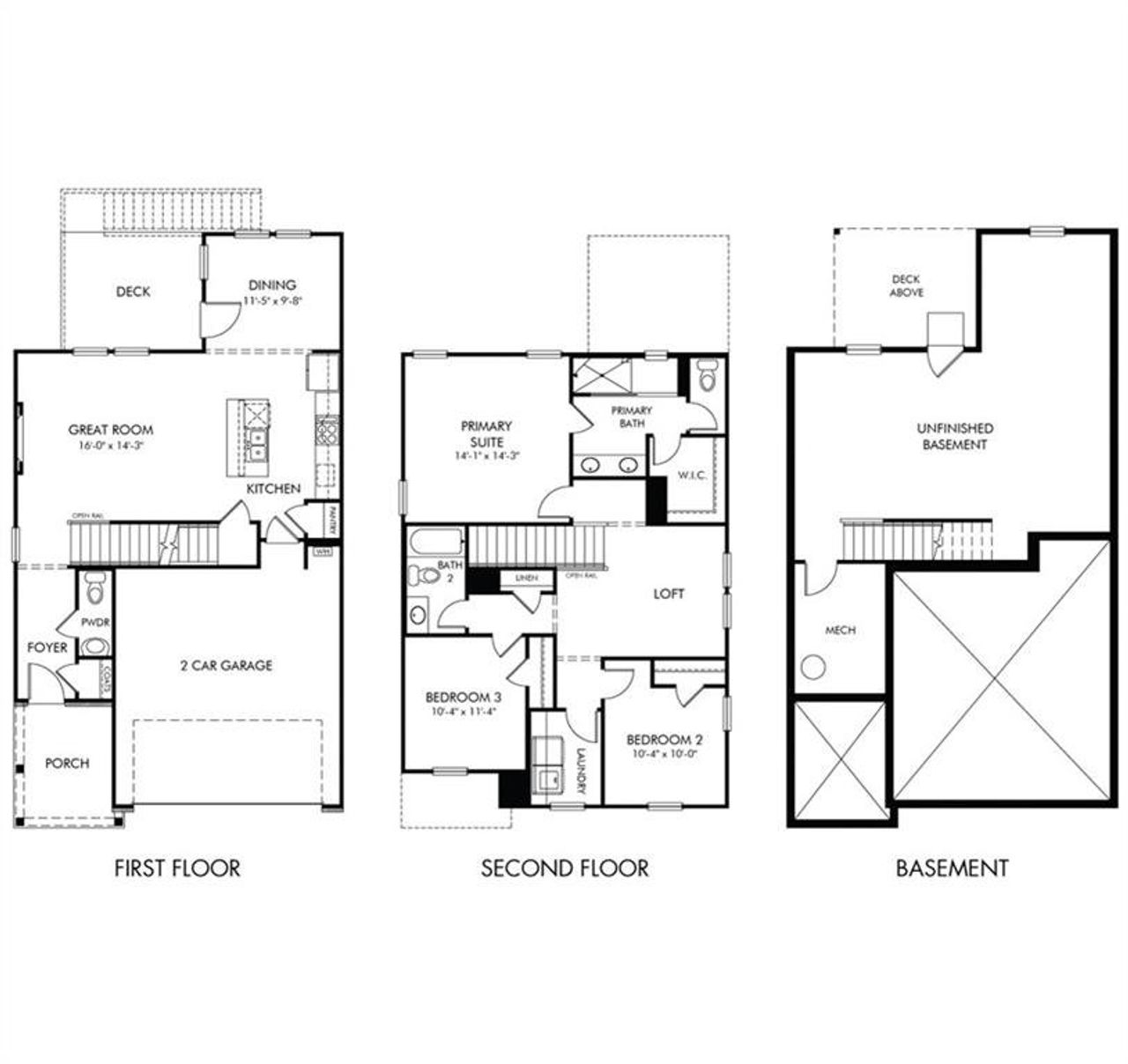 2D floor plan layout of this home in Hemingway - Reserve Series, Cumming, GA (Image 2).