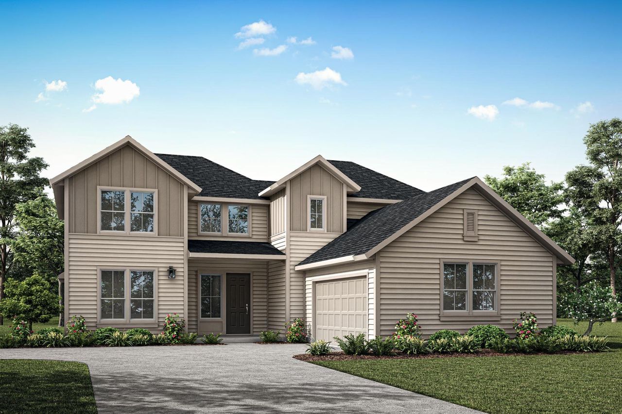 Representative exterior photo of a completed home built from the Davis by Tri Pointe Homes in Painted Tree, McKinney, TX (Image 2).