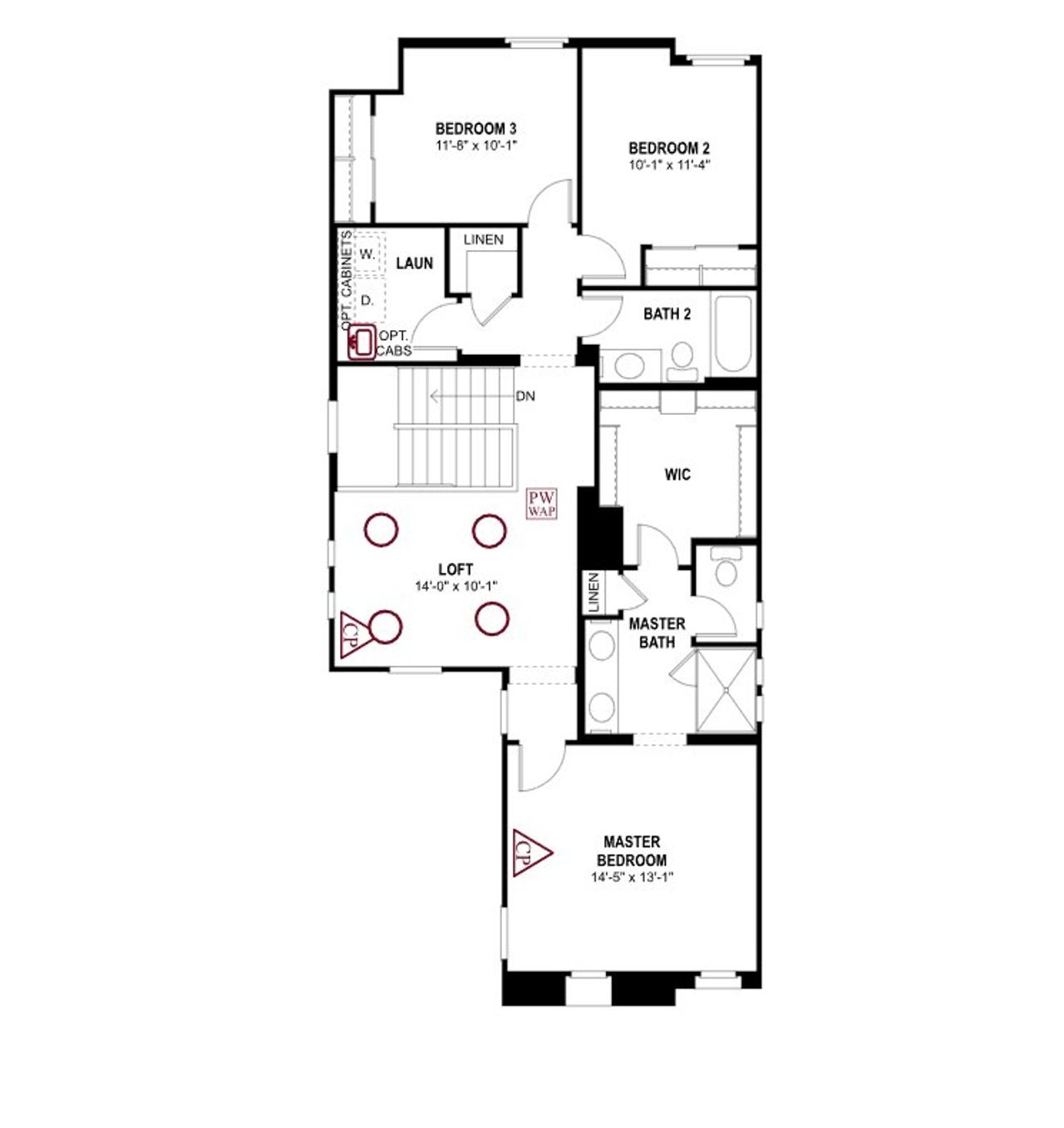 2D floor plan layout of this home in San Francisco at Prasada, Surprise, AZ (Image 2).