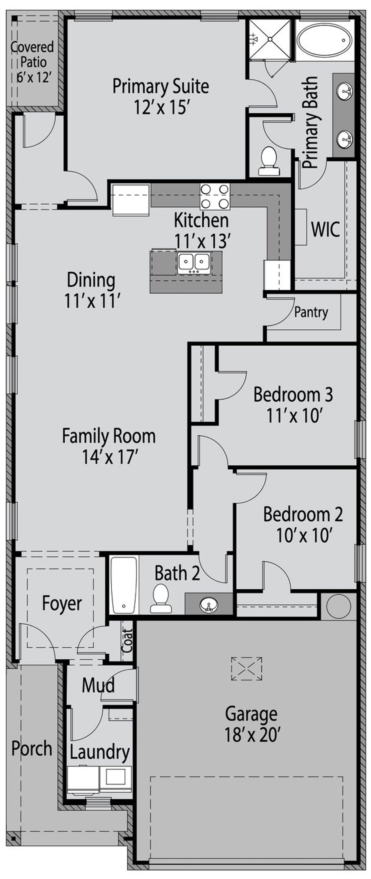 2D floor plan layout for the Blackburn by UnionMain Homes in Creekside, Royse City, TX (Image 2). 2D floor plan layout for the Blackburn by UnionMain Homes in Creekside, Royse City, TX (Image 2).