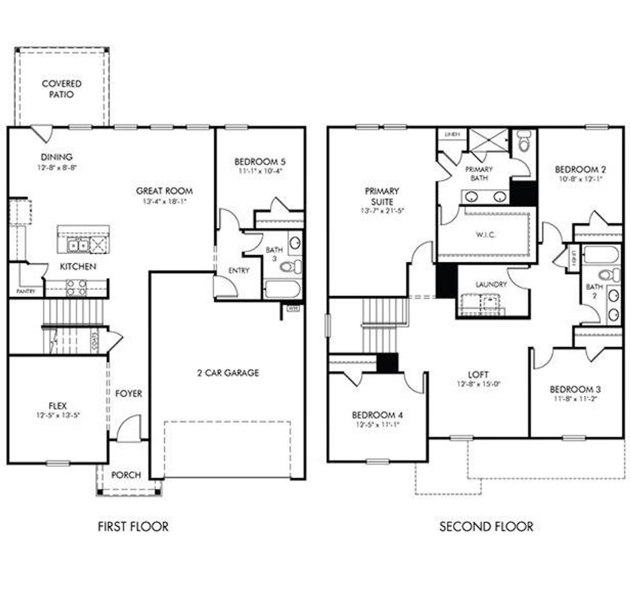 2D floor plan layout of this home in Preserve at Mountain Creek, Pendergrass, GA (Image 2).